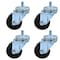 Bk Resources 3-inch Threaded Stem Casters, Polyolefin Wheels, Brake, 300lb Capacity, Chemical Resistant, 4PK 3SBR-4ST-LDP-PS4 - alternate 2
